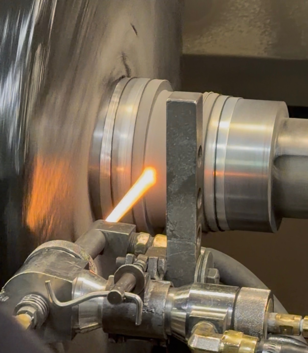 HVOF repair of a large rotor shaft.