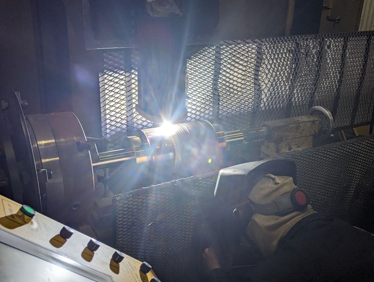 PTA hardface welding used to apply a hard face overlay at HFW Industries.