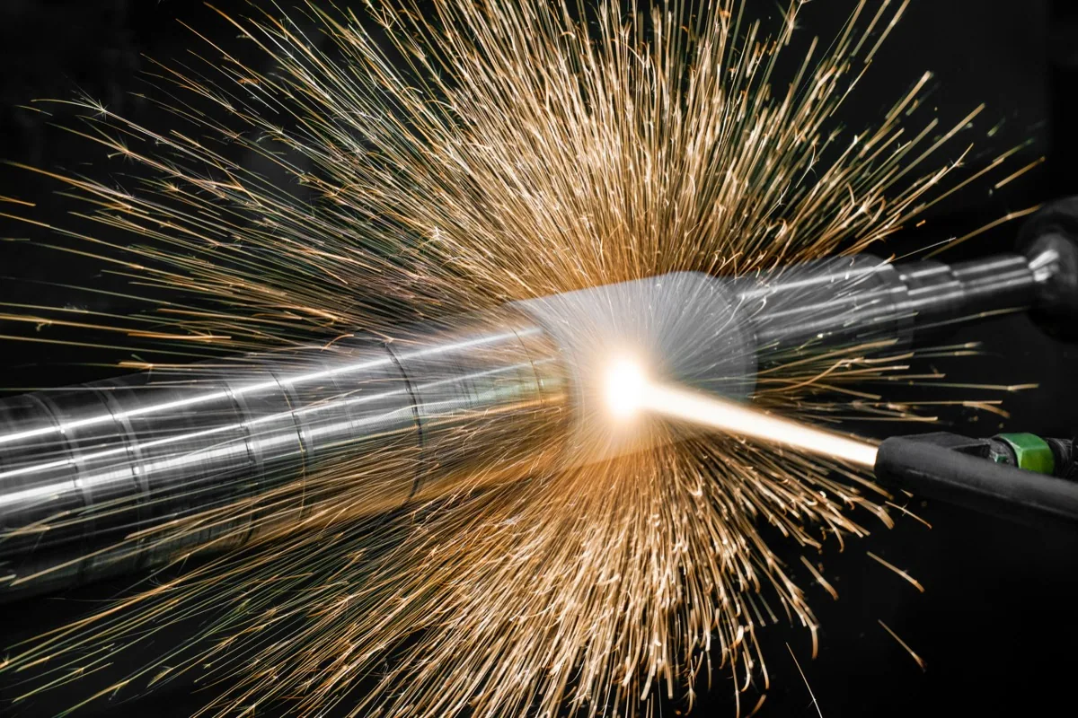 HVOF Thermal Spraying a Power Generation Shaft | HFW Industries HVOF thermal spray coating applied to a power generation shaft at HFW Industries