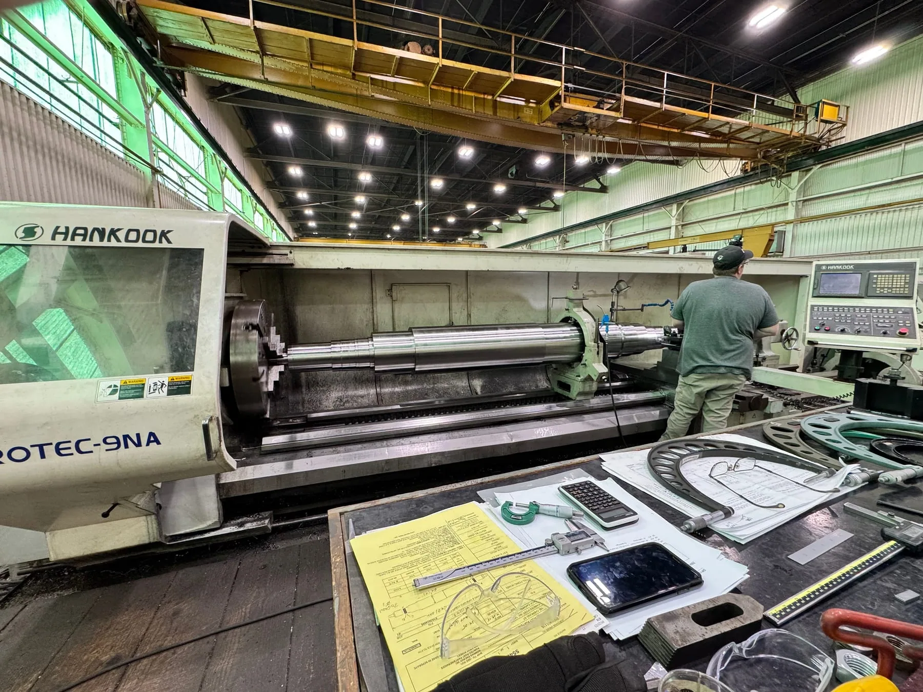 Manufacturing a power generation shaft in a CNC lathe at HFW Industries.
