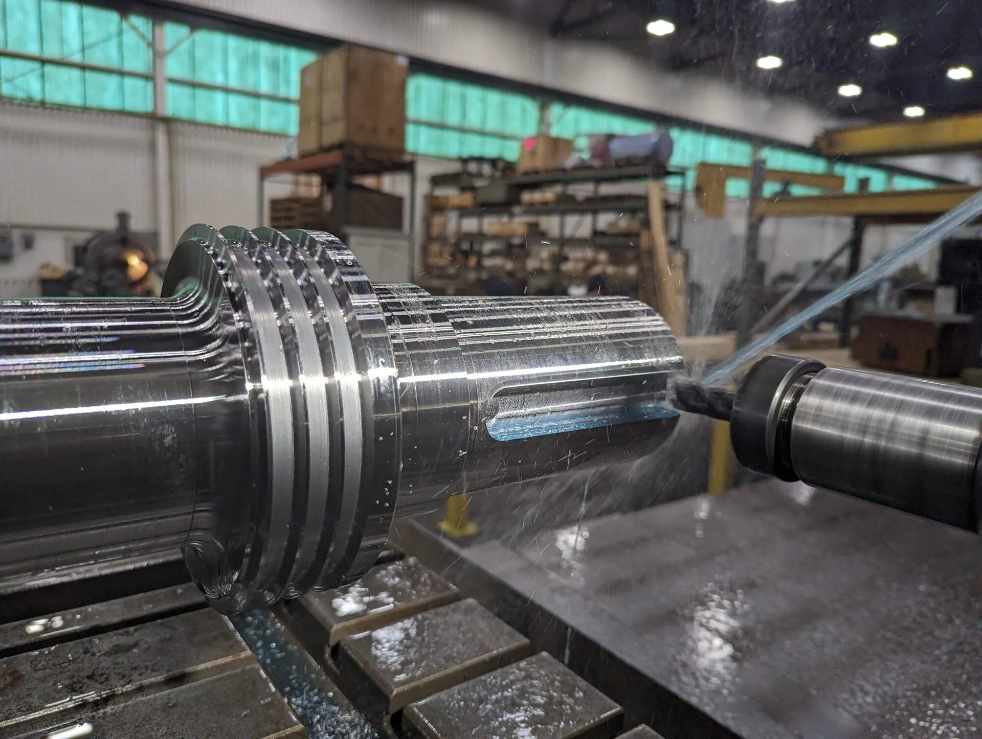 Milling a keyway in a horizontal boring mill at HFW Industries