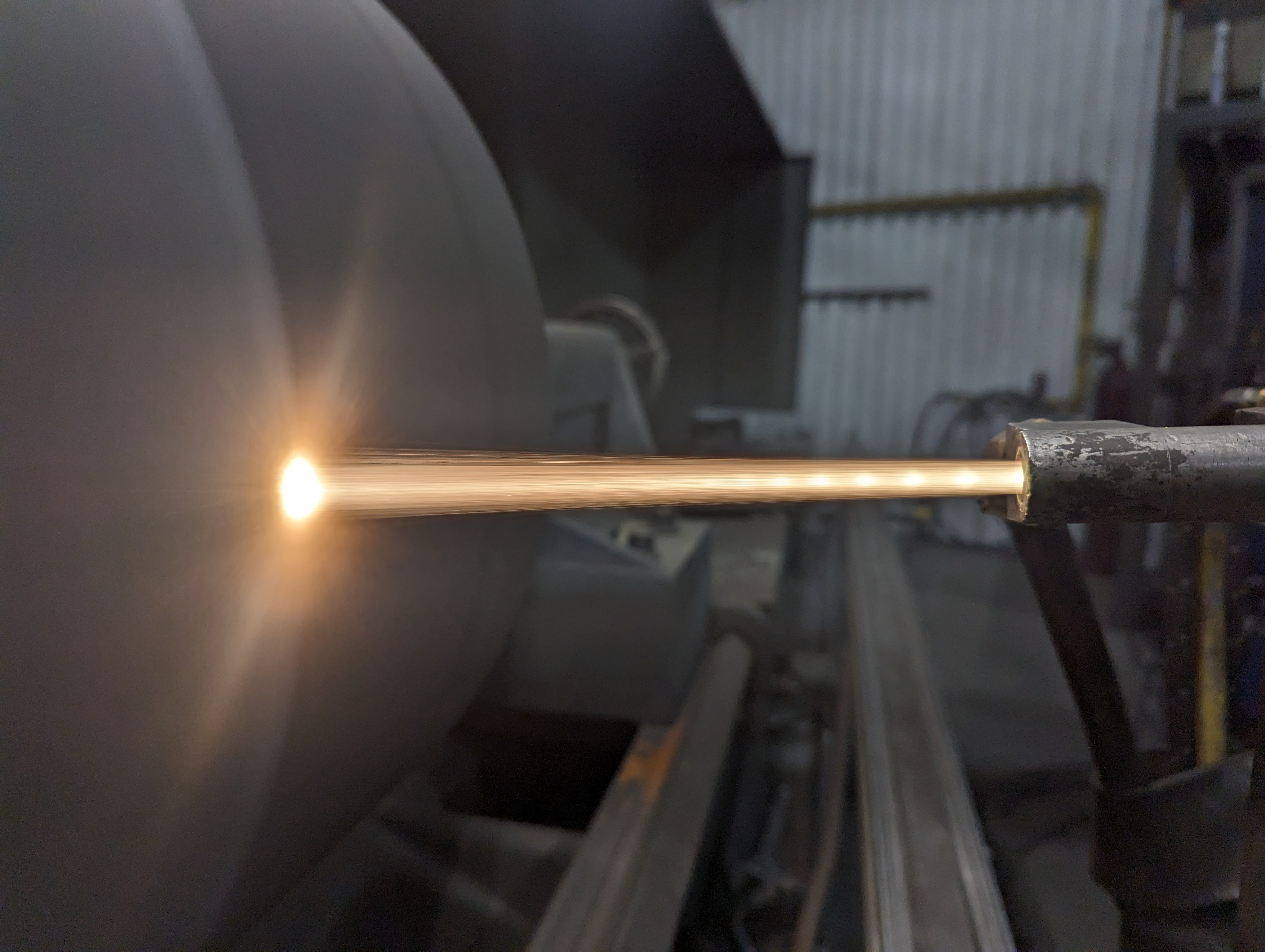 The HVOF process being used at HFW Industries.