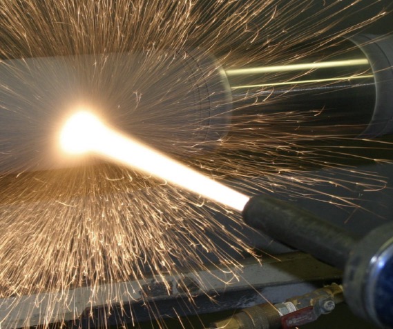 HVOF coating of a piston rod.