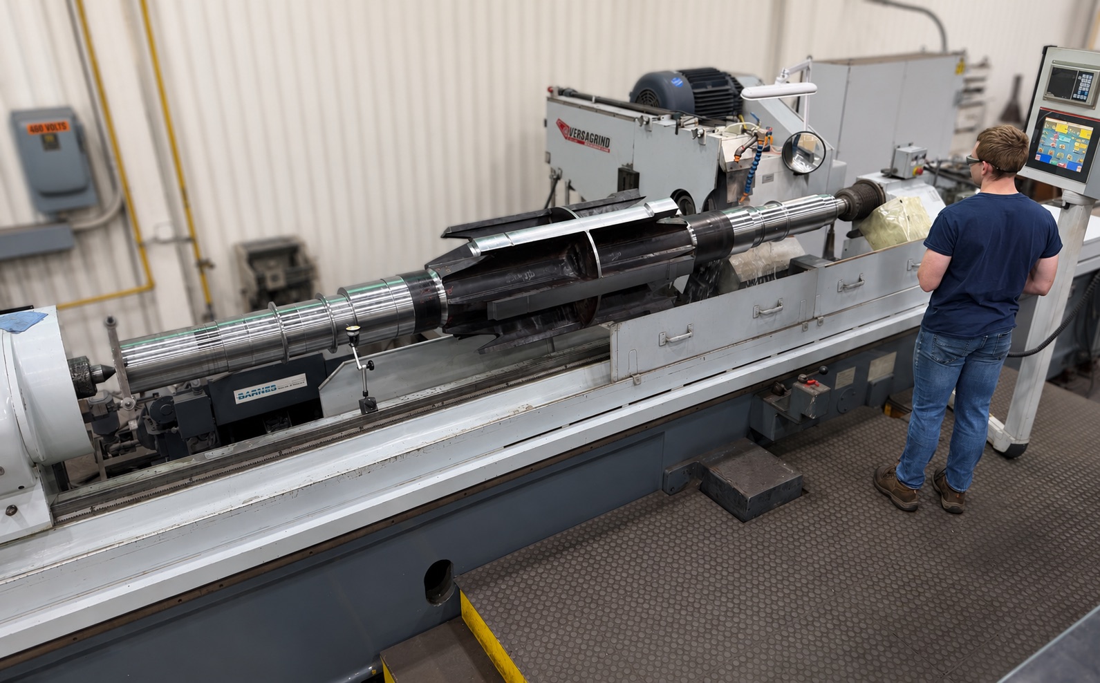 High Velocity Oxygen Fuel HVOF turbomachinery repair of a large utility rotor shaft diameter at HFW Industries
